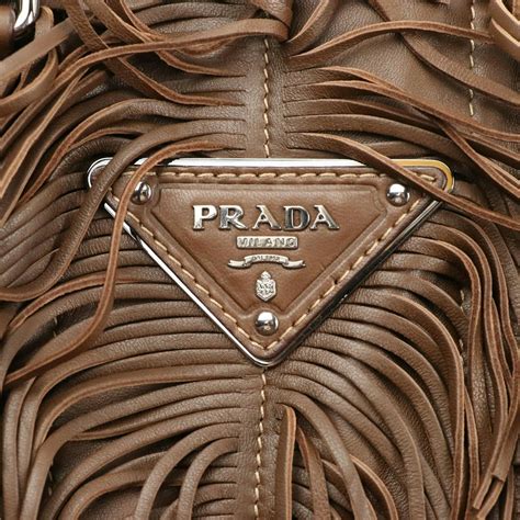 prada nappa print noce|/ PRADA Noce Nappa Fringe Shoulder Bag .